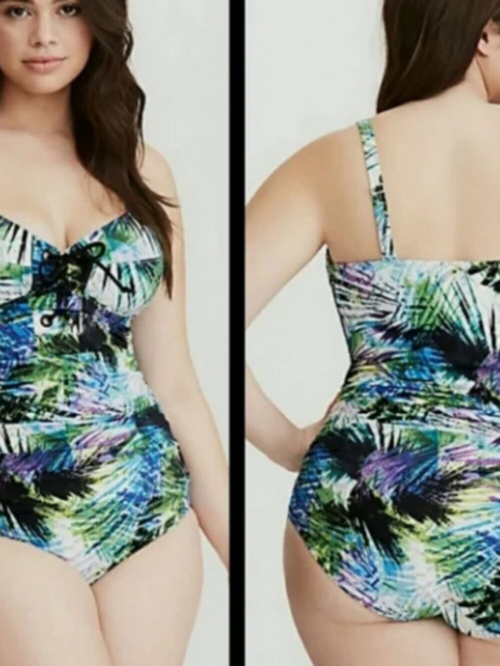 NWT Torrid Cool Tropical Corset Tie Front Underwire One Piece Swimsuit Size 3X